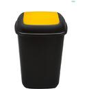 PLAFOR Cos plastic reciclare selectiva, capacitate 28l, PLAFOR Quatro - negru cu capac galben - plastic