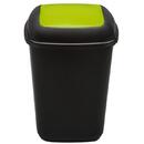 PLAFOR Cos plastic reciclare selectiva, capacitate 28l, PLAFOR Quatro - negru cu capac verde - sticla