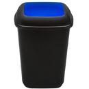 PLAFOR Cos plastic reciclare selectiva, capacitate 28l, PLAFOR Quatro - negru cu capac albastru - hartie