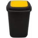 PLAFOR Cos plastic reciclare selectiva, capacitate 90l, PLAFOR Quatro - negru cu capac galben - plastic
