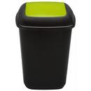 PLAFOR Cos plastic reciclare selectiva, capacitate 90l, PLAFOR Quatro - negru cu capac verde - sticla
