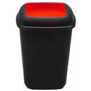 PLAFOR Cos plastic reciclare selectiva, capacitate 90l, PLAFOR Quatro - negru cu capac rosu - metal