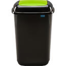 PLAFOR Cos plastic reciclare selectiva, capacitate 45l, PLAFOR Quatro - negru cu capac verde - sticla