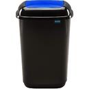 PLAFOR Cos plastic reciclare selectiva, capacitate 45l, PLAFOR Quatro - negru cu capac albastru - hartie