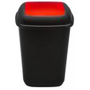 PLAFOR Cos plastic reciclare selectiva, capacitate 45l, PLAFOR Quatro - negru cu capac rosu - metal