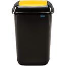 PLAFOR Cos plastic reciclare selectiva, capacitate 45l, PLAFOR Quatro - negru cu capac galben - plastic