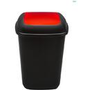 PLAFOR Cos plastic reciclare selectiva, capacitate 28l, PLAFOR Quatro - negru cu capac rosu - metal