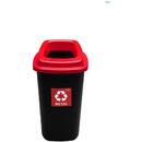PLAFOR Cos plastic reciclare selectiva, capacitate 28l, PLAFOR Sort - negru cu capac rosu - metal