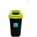 PLAFOR Cos plastic reciclare selectiva, capacitate 90l, PLAFOR Sort - negru cu capac verde - sticla