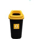 PLAFOR Cos plastic reciclare selectiva, capacitate 45l, PLAFOR Sort - negru cu capac galben - plastic