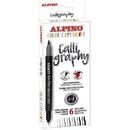 Alpino Marker cu 2 capete, pentru caligrafie, varf fine/tip pensula, 6 culori/set, ALPINO Color Experience