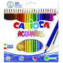 Creioane colorate CARIOCA Acquarell, hexagonale, 24 culori/cutie - cutie carton