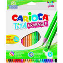 Carioca Creioane colorate CARIOCA Tita Erasable, hexagonale, flexibile, erasable, 24 culori/cutie, cu guma