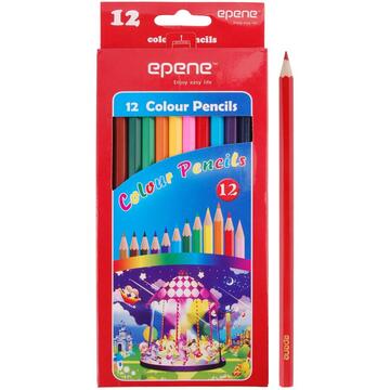 Creioane colorate, corp hexagonal, 12 culori/cutie, EPENE