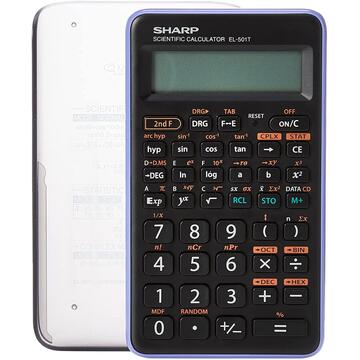 Calculator de birou Calculator stiintific, 10 digits, 131 functii, 144 x 75 x 10 mm, SHARP EL-501TBWH - negru/violet