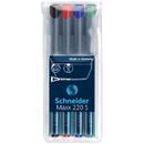 Schneider Universal permanent marker SCHNEIDER Maxx 220 S, varf 0.4mm, 4 culori/set - (N, R, A, V)