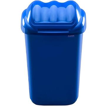 Cos plastic cu capac batant, pentru reciclare selectiva, capacitate 50l, PLAFOR Fala - albastru