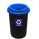 PLAFOR Cos plastic reciclare selectiva, capacitate 50l, PLAFOR Eco - negru cu capac albastru - hartie