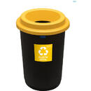 PLAFOR Cos plastic reciclare selectiva, capacitate 50l, PLAFOR Eco - negru cu capac galben - plastic