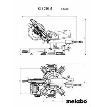 Fierastrau circular stationar, Metabo KGS 216 M, 1500 W, 216x30 mm, led iluminare, glisare, ghidaj laser