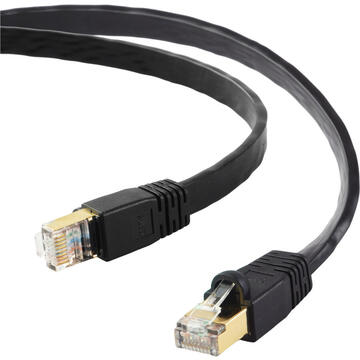 Edimax 10m Black 40GbE Shielded CAT8 Network Cable - Flat networking cable U/FTP (STP)