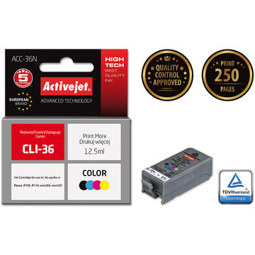 Activejet ACC-36N ink for Canon printer; Canon PGI-36 replacement; Supreme; 12.5 ml; color