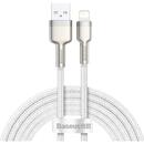 Baseus Cafule Metal, Fast Charging Data Cable pt. smartphone, USB la Lightning Iphone 2.4A, braided, 2m, alb