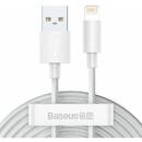 Baseus Simple Wisdom, Fast Charging Data Cable pt. smartphone, KIT 2 x USB la Lightning Iphone 2.4A, 1.5m, alb