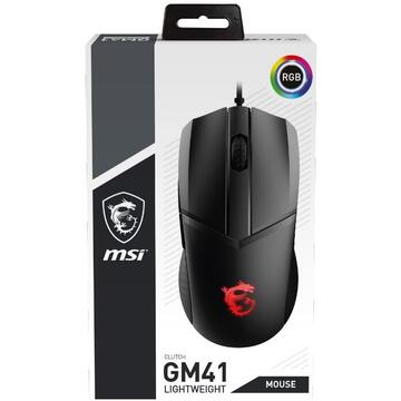 Mouse MSI Clutch GM41 LIGHTWEIGHT, USB, Black