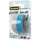 3M - SCOTCH Banda adeziva glitter, pt. decorat, 15mm x 5m, 2 buc/blister, 3M - SCOTCH Expressions - albastru/arg