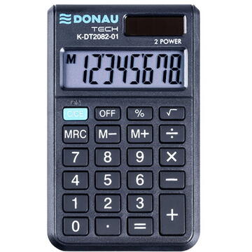 Calculator de birou Calculator de buzunar, 8 digits, 100 x 62 x 8 mm, capac din plastic, Donau Tech DT2082 - negru