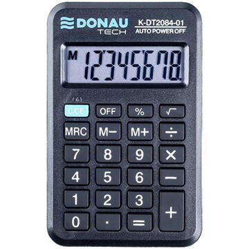 Calculator de birou Calculator de buzunar, 8 digits, 98 x 65 x 9 mm, Donau Tech DT2084 - negru