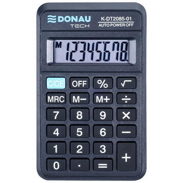 Calculator de birou Calculator de buzunar, 8 digits, 114 x 69 x 18 mm, Donau Tech DT2085 - negru