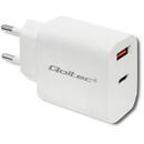 QOLTEC Qoltec 51714 Charger | 18W | 5-12V | 1.5-3A | USB type C PD | USB QC 3.0 | White