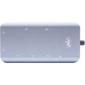 Adaptor multiport PNI MP10 USB-C la HDMI, VGA, 3 x USB 3.0, SD/TF, RJ45, audio 3.5, USB-C PD, 10 iesiri