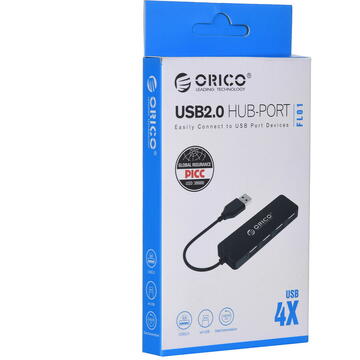 ORICO HUB USB 4X USB-A 2.0, BLACK