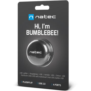 NATEC NHU-1330 interface hub USB 2.0 480 Mbit/s Black