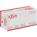 AJSIA Manusi latex AJSIA Feel, unica folosinta, usor pudrate, 0.10mm, 100 buc/cutie - albe - marime S