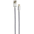 Grixx Cablu date GRIXX - 8-pin to USB Apple MFI License, impletit, lungime 3m - gri/alb