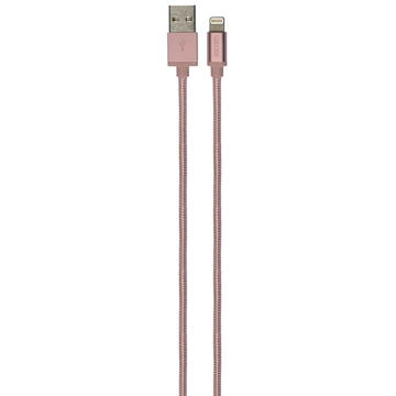 Cablu date GRIXX Optimum - 8-pin to USB Apple MFI License, impletit, lungime 1m - rose gold