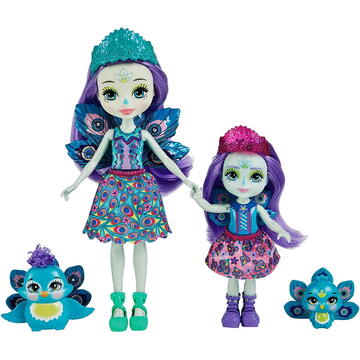 Mattel Enchantimals Patter Peacock Doll and Little Sister