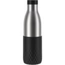Emsa Emsa Bludrop sleeve insulated drinking bottle 0.7 liters, thermos bottle (black, stainless steel, silicone sleeve)