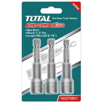 TOTAL - Set 3chei 10mm -1/4" hex - 65mm