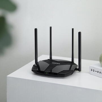 Router wireless MERCUSYS MR80X Wi-Fi 6 AX3000 Dual-Band Gigabit cu Chipset Qualcomm WPA3 Negru
