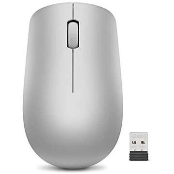 Mouse Lenovo 530, Ambidextru, Platinum Grey