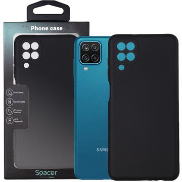 Husa HUSA SMARTPHONE Spacer pentru Samsung Galaxy A12, grosime 2mm, material flexibil silicon + interior cu microfibra, negru "SPPC-SM-GX-A12-SLK"