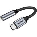 UGREEN CABLU ADAPTOR Ugreen, "AV142", USB Type-C(T) to Jack 3.5mm(M), lungime 10cm, gri