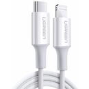 UGREEN CABLU alimentare si date Ugreen, "US171", Fast Charging Data Cable pt. smartphone, USB la Lightning Iphone certificare MFI, 3A, TPE, 1m, alb "10493" (include TV 0.06 lei) - 6957303814930