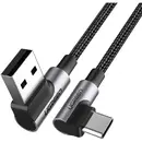 UGREEN CABLU alimentare si date Ugreen, "US176", Fast Charging Data Cable pt. smartphone, USB la USB Type-C 3A Complete Angled 90, braided, 0.5m, negru "20855" (include TV 0.06 lei) - 6957303828555