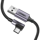 UGREEN CABLU alimentare si date Ugreen, "US284", Fast Charging Data Cable pt. smartphone, USB la USB Type-C 3A Angled 90, braided, 1m, negru "50941" (include TV 0.06 lei) - 6957303859412